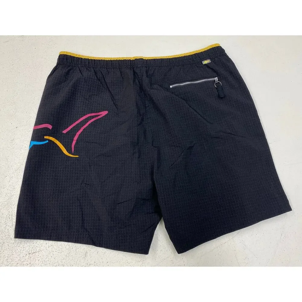 VTG Y2K Greg Norman shark graphic stripe retro swim trunks board shorts XL